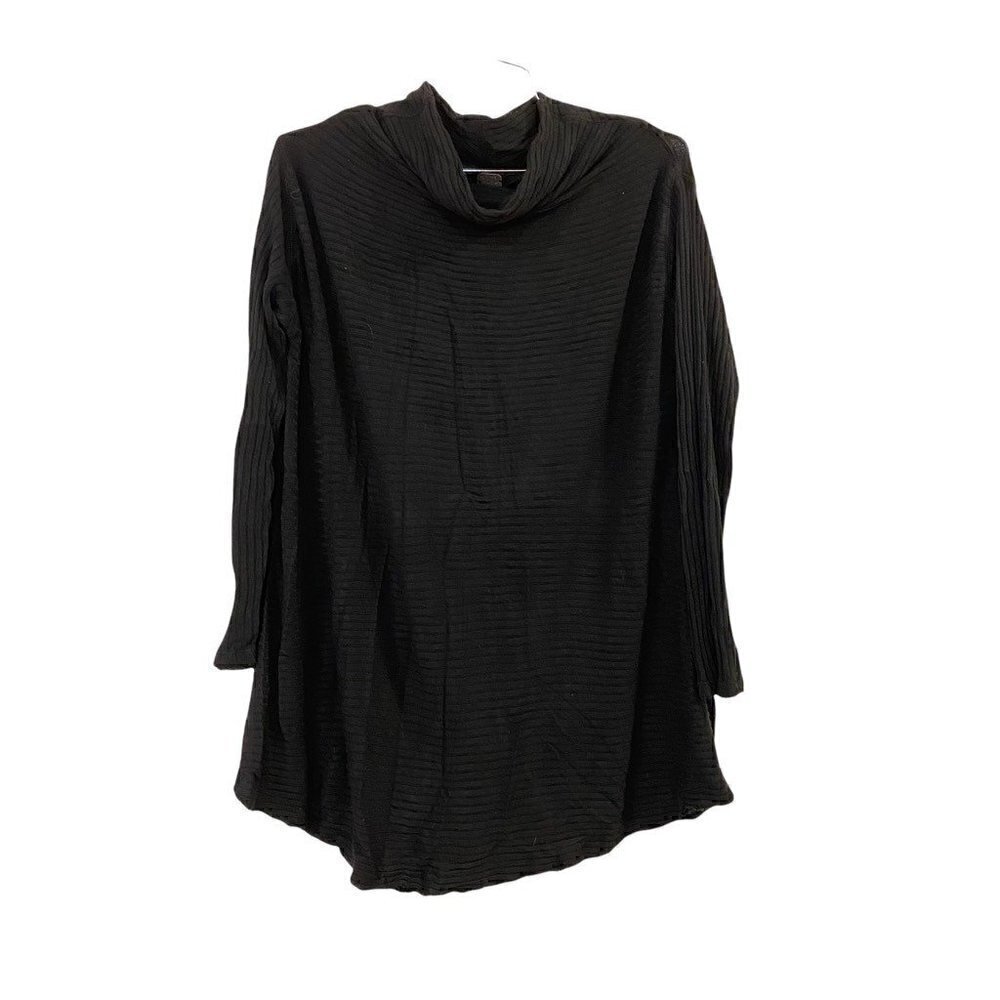 We The Free People Women Shirt Black Knit Long Sleeve Cowl Neck Slit Medium Knit